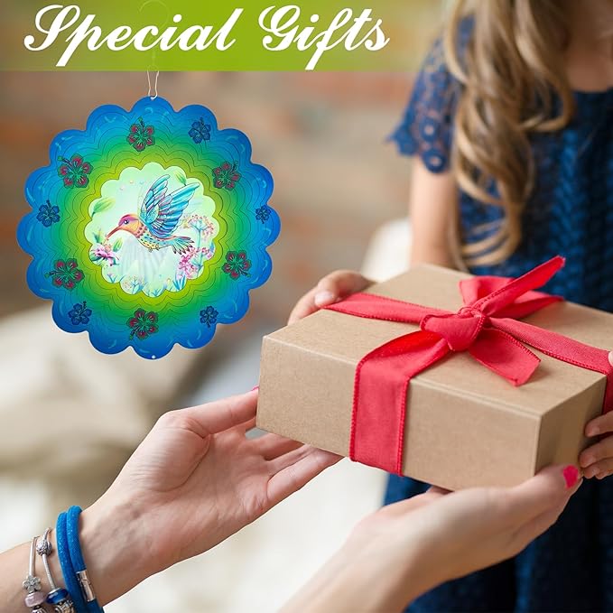 Hummingbird Metal Wind Spinners - Hummingbird Gifts for Women Mom Grandma Wife, Hanging Animations Wind Spinner for Outdoor & Indoor Decorations, 12 inch for Ornament Gifts