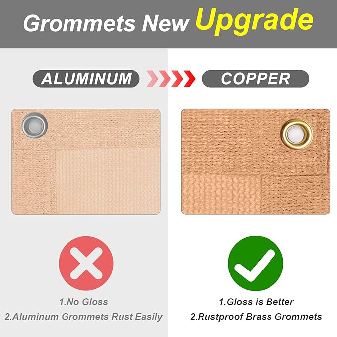 Cool Area Sun Shade Cloth with Grommets 8×18 FT Shade Panel Shade Tarp Screen Fabic for Outdoor Patio Pergola Cover Deck Garden, Peach Fuzz (Customized)