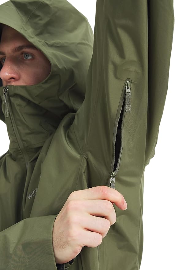WICKHAM Men's High-performance Rain Jacket Outdoor Waterproof Windproof Coat fully Sealed Seams Shell for Expedition,Golf
