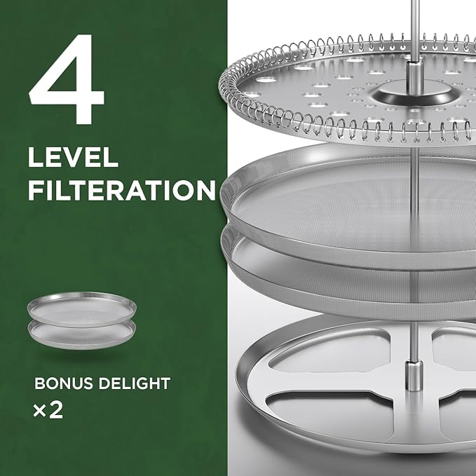 High - Quality 21 Ounce / 600ML French Press - Stainless Steel & Heatproof Glass, 4 - Filter Design - Make Cold Brew, Espresso, Coffee & Tea with Ease