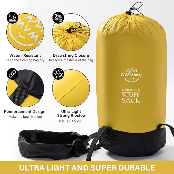 Compression Sack, 12L/19L/32L/46L/53L Water-Resistant Sleeping Bag Stuff Sack,Anti-Tear Ultra Light 400T 20D Nylon Storage Bag,Space Saving Gear for Camping Hiking Travel 1Pcs