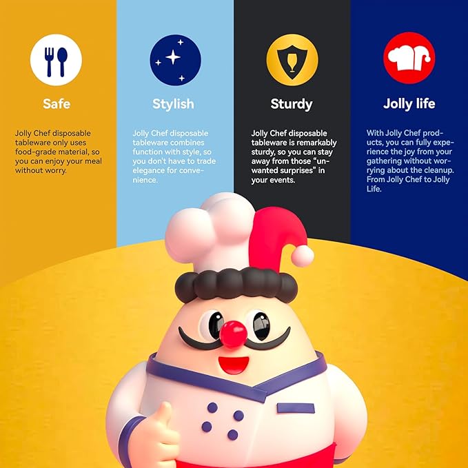 JOLLY CHEF 360 Count Heavy Duty Clear Plastic Silverware-180 Forks, 120 Spoons, 60 Knives, Heat Resistant Disposable Utensils Set, Clear Plastic Cutlery Set for Parties, Events, Everyday Use