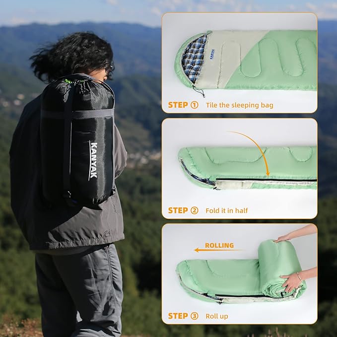 Camping Sleeping Bag, 32℉ Sleeping Bags for Adults Kids Teens Cold Weather Warm Sleeping Bag Winter for 3-4 Season Camping, Camping Gear Equipment, Traveling, and Outdoors
