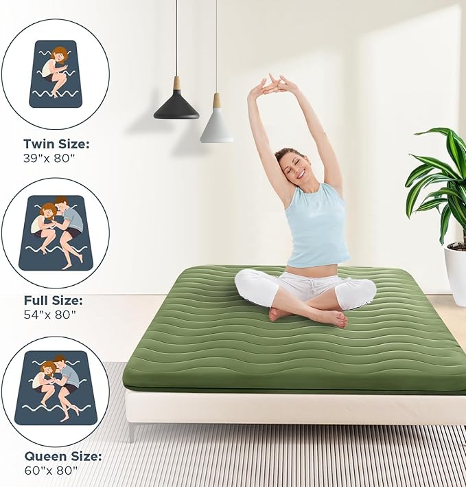 Japanese Floor Mattress, 100% High Density Comfortable Foam, 4" Thicken Foldable Mattress Tatami Mat Sleeping Pad, Ideal for Comfort and Support, Kids Floor Lounger Pillow Bed Sofa, Green, Twin