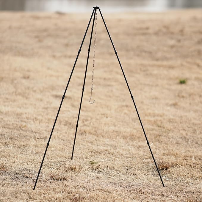 41' Aluminum Campfire Tripod,Portable Outdoor FIRE Tripod with 4-Section Adjustable higth,Adjustable Chain,Lightweight for Camping