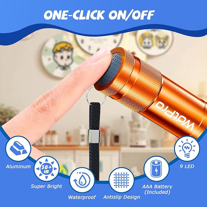 WdtPro LED Mini Flashlights 18 Pack, Aluminum Bright Flash Light with Lanyard, Assorted Colors, Small Flashlight for Home, Power Outage, Kids Reading, Camping, Party, Gift with Batteries