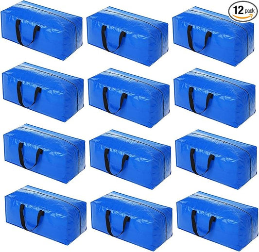 Acnusik Heavy Duty Moving Bags, Extra Large Storage Bags with Zippers Backpack, College Dorm Room Essentials, Moving Totes Clothing Storage Bins, Compatible with IKEA Frakta Cart (12pcs)