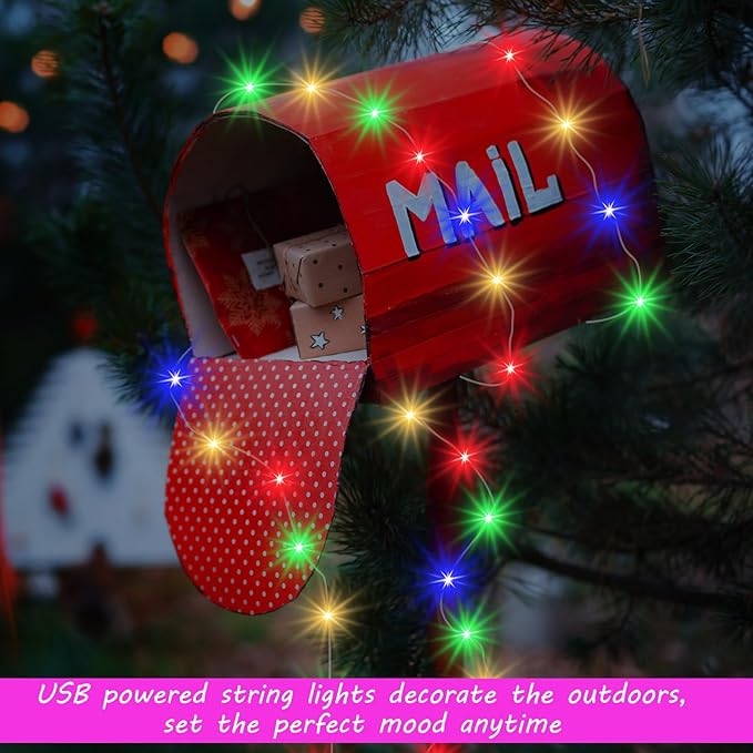 Macarrie 6 Pcs USB String Lights 33 ft 100 LED Fairy Lights Powered String for Christmas Indoor Outdoor Wedding Party Tree Home Festival Garden Decoration (Colorful)