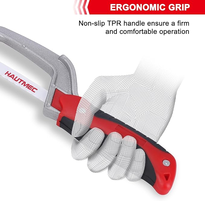 HAUTMEC Mini Hacksaw, Compact Hand Saw with 10" Bi-Metal HSS Blade, Lightweight Hack Saw for Metal Wood PVC, Especially Cuts In Tight Hard-Reach Spaces – HT0355