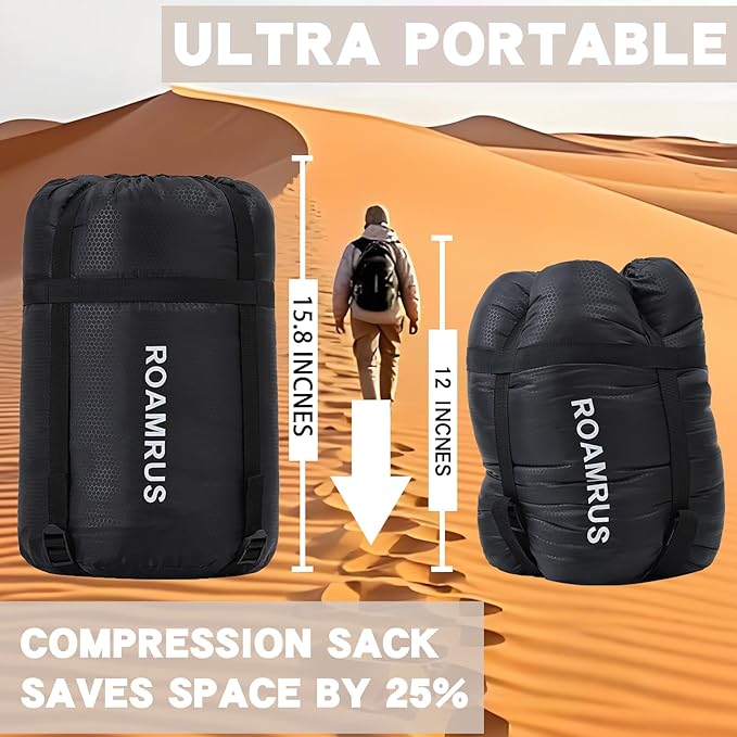 3 Seasons Sleeping Bags for Adults, Portable, Waterproof, Lightweight,with Storage Sack for Outdoor & Indoor, Hiking, Camping, Warm & Cold Weather Sleeping Bag for kids 10-12, Girls, Boys Mens