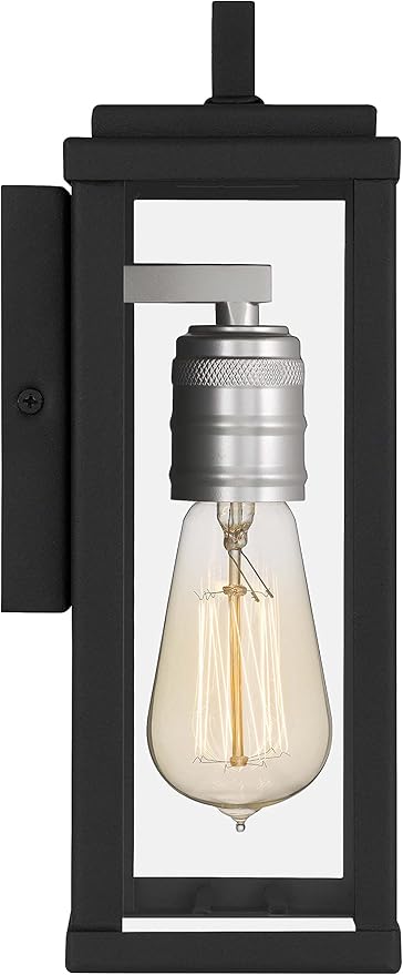 Eva Outdoor Lantern - 1-Light Exterior Wall Fixture with Clear Glass Shade, Matte Black Finish, Weather Resistant for Entryway, Doorway, Corridor, Balcony