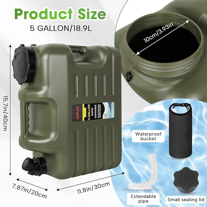 5 Gallon Water Jug, Portable Camping Water Containers with Spigot BPA Free Emergency Water Jug Water Tank Storage No Leakage