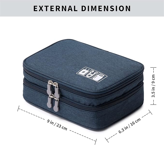 mygreen Electronic Organizer Travel Cable Organizer Bag for Hard Drives, Cables, Charger, Phone, USB, SD Card Dark Blue
