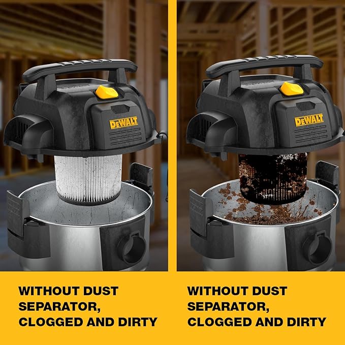 Dewalt Dust Separator with 10 Gal Stainless Steel Tank, 99.5% Efficiency Cyclone Dust Collector, High-Performance Cycle Powder Collector Filter, Dust Cyclone Collector, DXVCS003