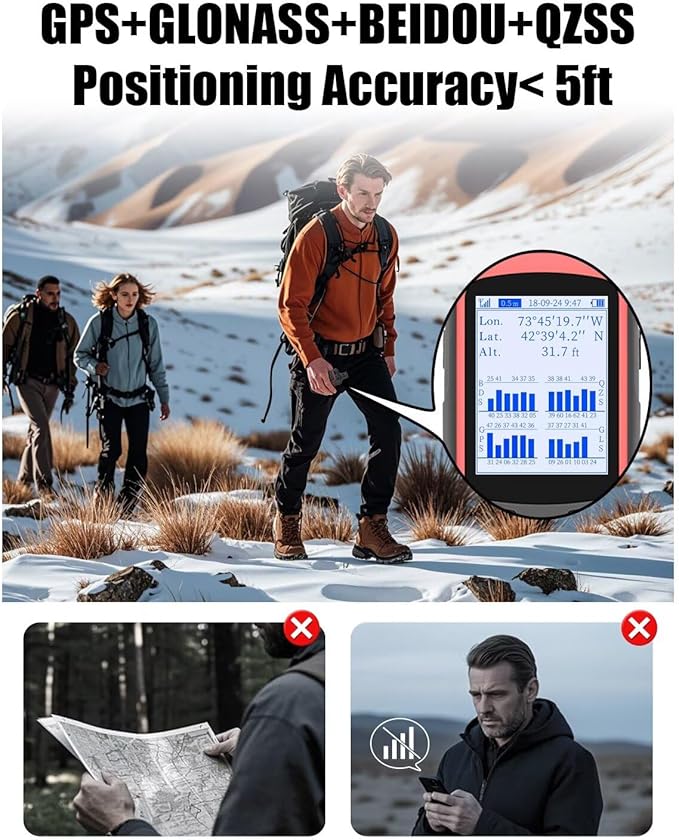 A6 Handheld GPS for Hiking, Multi-GNSS Support, Lightweight Rugged GPS Navigator,Waterproof GPS Handheld for Camping and Backpacking