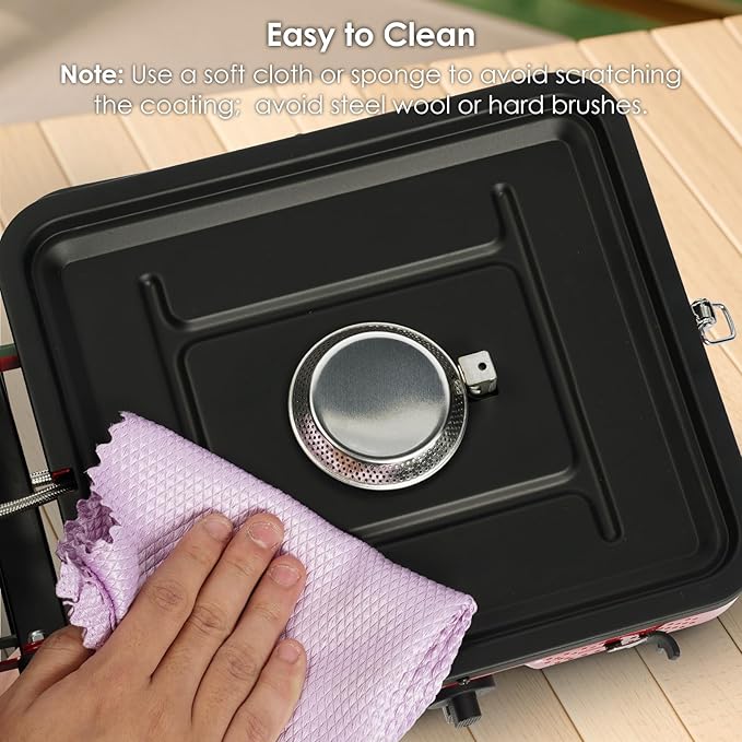 2 Burner Camping Stove with Carrying Bag, Foldable Propane Camp Stove with 17,200 BTU for Camping, Outdoor Cooking, Portable Gas Stove with Adjustable Burner for Tailgating, Backyard BBQ,Red