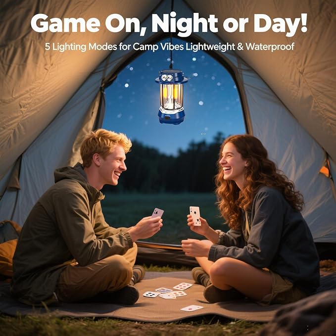 HOMY Camping Lantern Rechargeable, 5 Lighting Modes + SOS Flash - Dual Charging (USB-C/Solar) Portable & Water-Resistant , Ultra-Light Owl Lamp for Kids Camping Gift