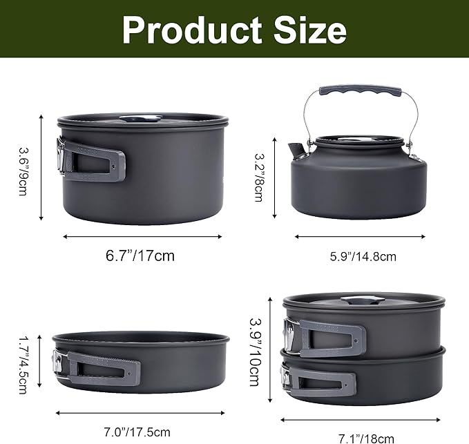 Alocs Camping Cookware, Portable Camping Essentials with Accessories, Camping Gear Camping Cooking Set for Outdoor Cooking, Backpacking, Hiking and Picnic.