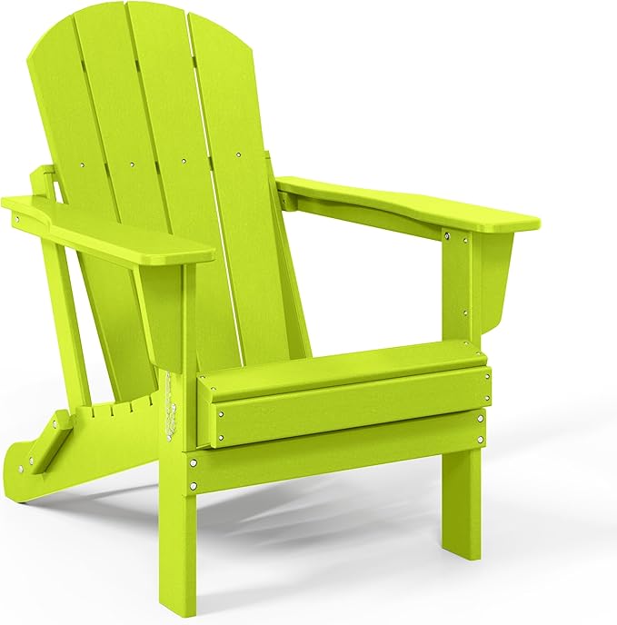 WestinTrends Malibu HDPE Outdoor Patio Folding Poly Adirondack Chair, Lime