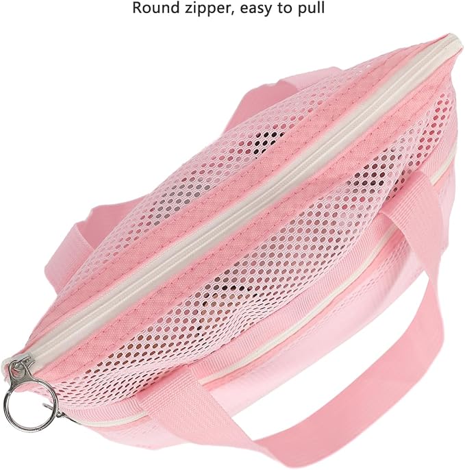 Mesh Shower Caddy Portable Shower Bag for Travel, Gym, Camping – Quick-Dry Hanging Toiletry Organizer with Zipper Pockets for Bathroom Essentials,Pink