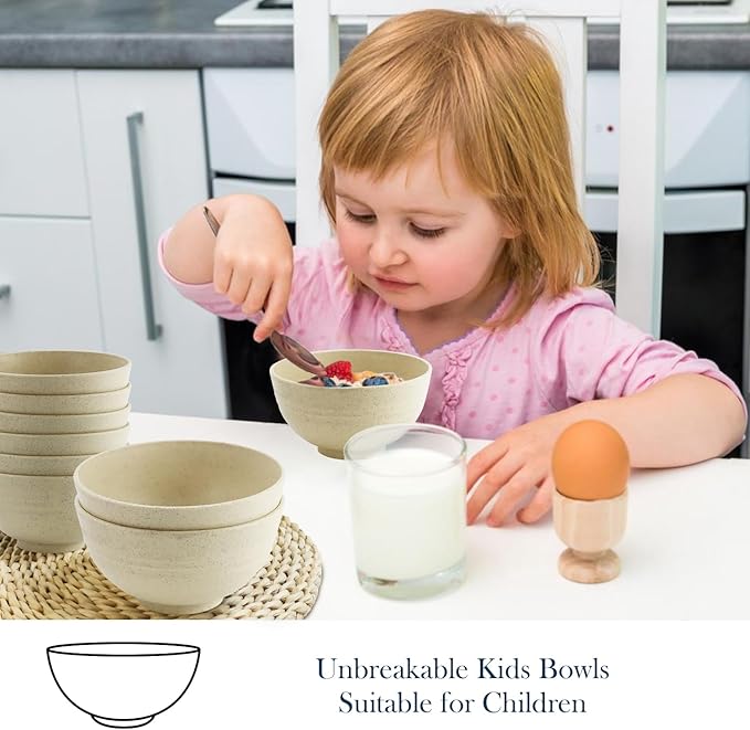 Homienly 10 OZ Dessert Bowls Wheat Straw Small Bowls Reusable Kids Bowl Mini Bowl for Ice Cream, Side Dishes, Fruit, Snack, Portion Control Unbreakable Lightweight Bowl Set, Microwave Safe (Beige)