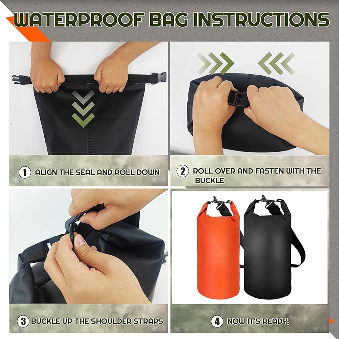 Bear Food Bag Hanging System, 2 Sets Camping Bear Bag Kit Waterproof Bear Protection Bag with Pulley System Include 10L & 15L Waterproof Bear Proof Storage Bag, Rock Bags, Carabiners, Ropes