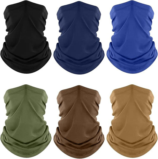 Fuinloth Neck Gaiter, 6 Pack Cooling UV Protection Bandana Buff Face Mask Gator Scarf for Men Women