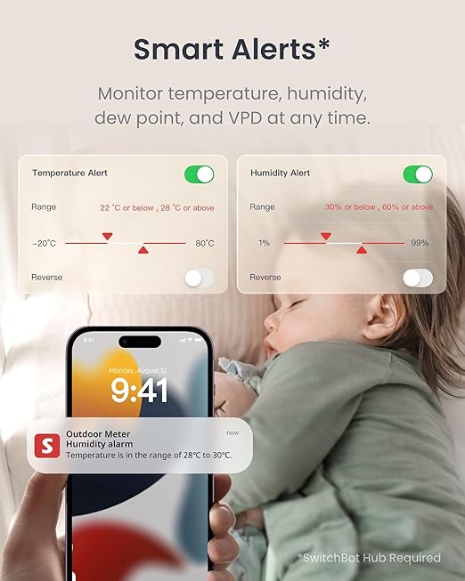 Bluetooth Hygrometer Thermometer, IP65 Indoor Outdoor Humidity Sensor with Remote App Control, Room Temperature Monitor with 394ft Bluetooth Range, 2-Year Battery Life (Outdoor Meter*2)
