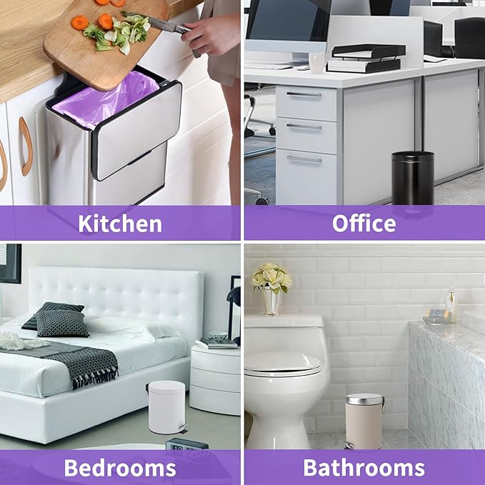 Small Trash Bags 1.2-Gallon: Bathroom Trash Bags 4.5L Small Garbage Bags for Bathroom Bedroom Office - (Purple, 120 Counts)