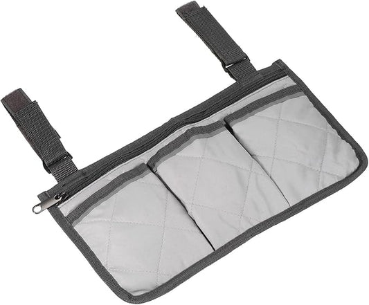 YOKIVE Armrest Organizer, Waterproof Chair Snack Storage Bag with Straps, Great for Camping Beach Daily Use, (Grey, 4 Pockets)