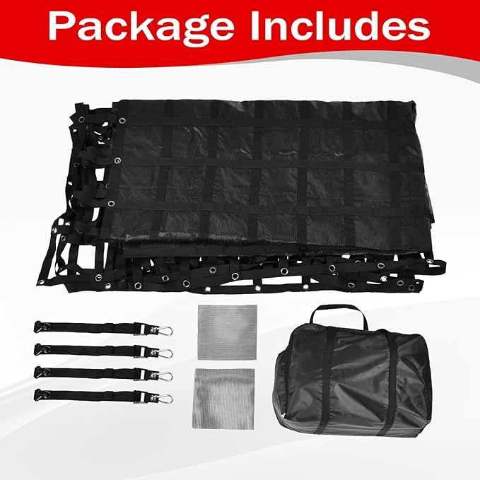 Heavy Duty 126" x 222" Truck Bed Cargo Net with Adjustable Cam Buckles & S-Hooks & Cross Strap,10.5' x 18.5' Cargo Net with 1500LBS Capacity for Pickup Truck Bed Trailer SUV Jeeps