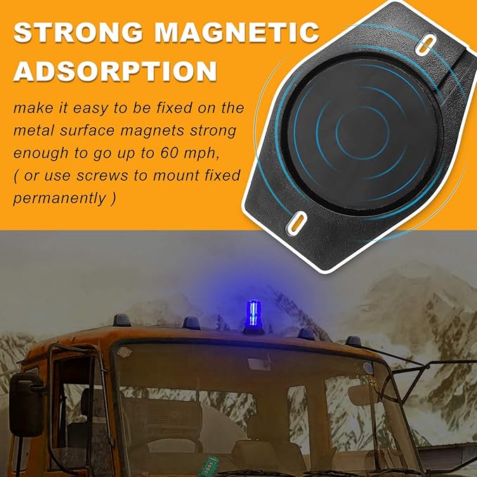 LED Strobe Light, 12V-24V Warning Emergency Safety Flashing Beacon Lights with Magnetic and 16.4 ft Straight Cord Vehicle Forklift Truck Tractor Golf Carts UTV Car Bus (1 PCS, Blue)