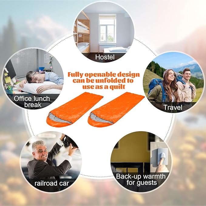 10 Pcs 0 Degree Camping Sleeping Bags Bulk for Adults Cold Weather Sleeping Bags 4 Season Warm Waterproof Lightweight with Compression Sack for Backpacking Hiking Travel Homeless