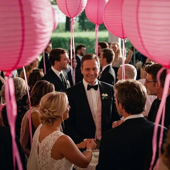 Pink Paper Lanterns Decorative 10pcs Party Hanging Decorations for Bachelorette Wedding Birthday Baby Shower Graduation Anniversary Pink Themed Room Decor DIY Activities