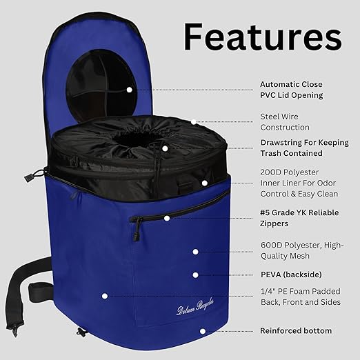 Portable Trash Can for Boating and Camping - Durable and Collapsible with Inner Bin - Kayak, Fishing, Beach, Hiking and Camping Essentials, Boat Accessories 8 Gallon Trash Can (Blue)