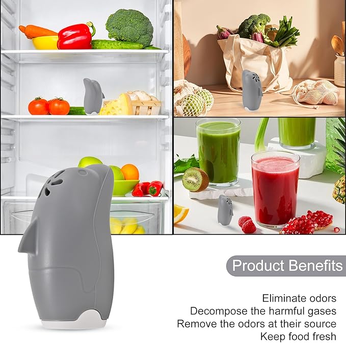 Asltw Dolphin Refrigerator Deodorizer, Refrigerator Odor Eliminator, Fridge Air Freshener, Multi-purpose Odor Eliminator for Home, Cute Gifts, Kitchen Gadgets Cute Kitchen Accessories (Grey)
