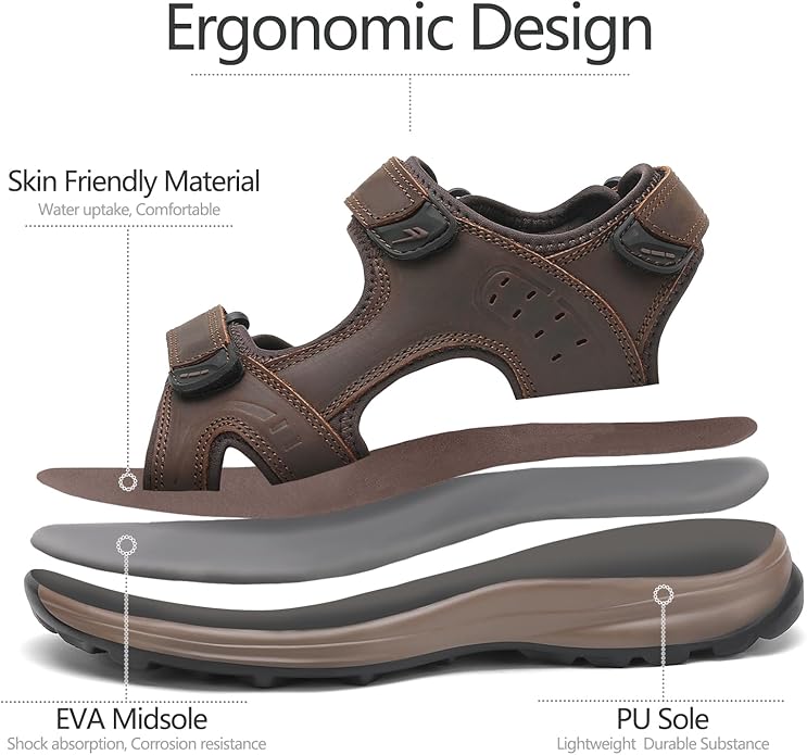 FLARUT Men's Sport Sandals Outdoor Hiking Sandal Open Toe Walking Sandals for Summer Beach Water Shoes