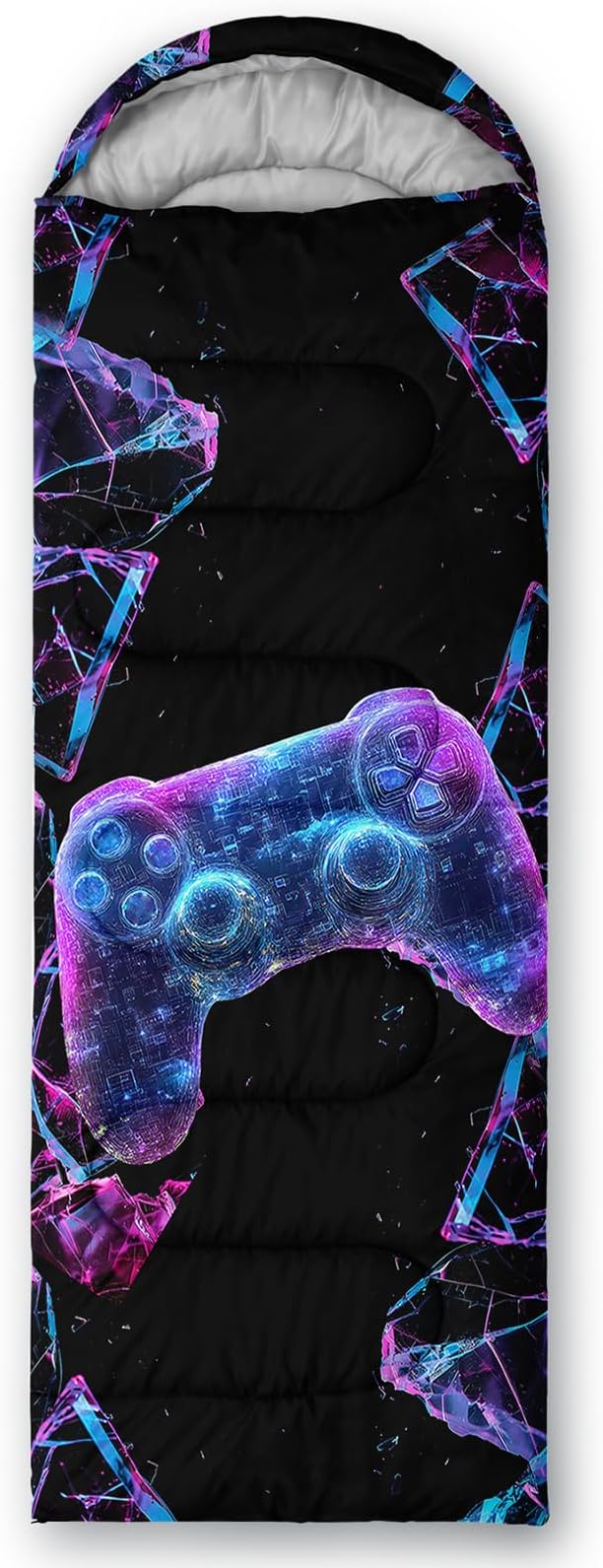 AILONEN Blue Glowing Basketball Sleeping Bag for Kids Boys,Warm and Cool Weather,Lightweight,Waterproof Backpacking,City Theme Ball Sports Sleeping Bag for Camping