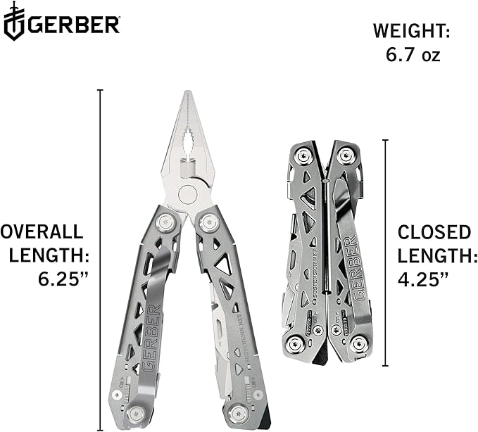 Gerber Gear Suspension-NXT 15-in-1 EDC Multi tool with Pocket Knife, Needle Nose Pliers and Wire Stripper Tools, Gifts for Men, Survival and Camping Gear, Stainless Steel