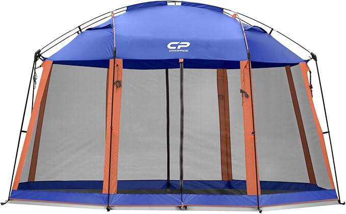 CAMPROS CP Screen House 13 x 13 Ft Screened Mesh Net Wall Canopy Tent Screen Shelter Gazebos for Patios Outdoor Camping Activities - Blue