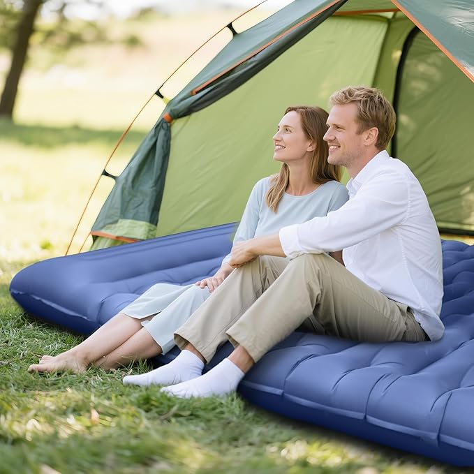 Sleeping Pad for Camping, 6" Extra Thick Camping Mat with Pillow Built-in Foot Pump, Ultra Comfortable Inflatable Sleeping Mat for Backpacking, Hiking, Camp Tent - Enjoy a Comfy Sleep