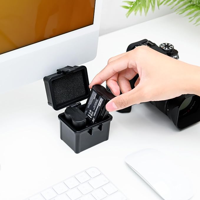 JJC Portable Camera Battery Organizer for 2 x Canon LP-E17 LP-E12 Nikon EN-EL25 EN-EL14A Sony NP-FZ100 FW50 Fuji NP-W235 NP-W126 Battery & SD Card