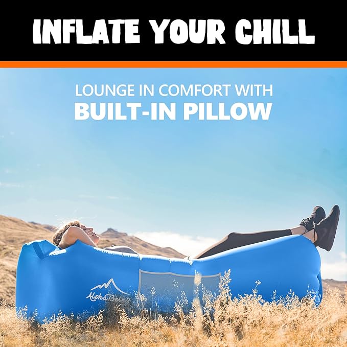 AlphaBeing Inflatable Lounger Beach Chair Accessories, Air Sofa Hammock Inflatable Couch for Camping Backyard Lakeside with Compression Sacks, Ideal Outdoor Gifts for Adults