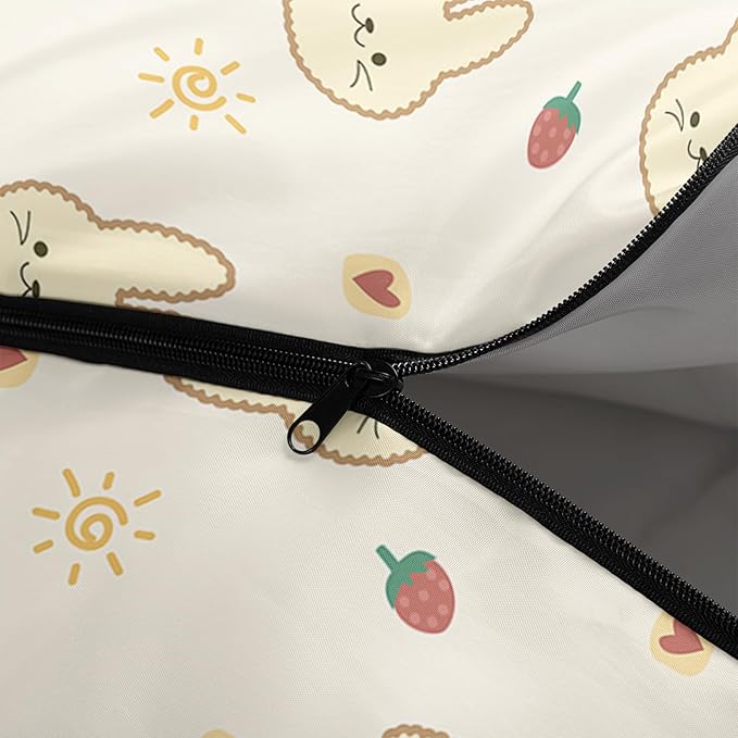 AILONEN Pink Lovely Rabbit Sleeping Bag for Girls Kids Adults,Warm and Cool Weather,Lightweight,Waterproof Backpacking,Cartoon Flowers Printed Bunny Sleeping Bag for Camping