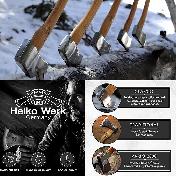 1844 Helko Werk Germany Classic Expedition - 4.5lb Felling Axe - Made in Germany Large Felling Axe for Heavy Duty Felling Trees, Cutting Wood and Timber - Head 4.5lb, Handle 35in. (Expedition) #10497