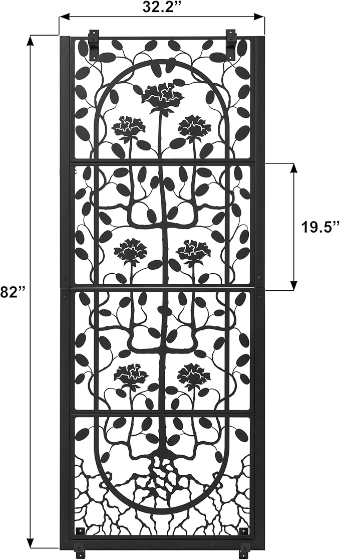 H Potter Trellis Privacy Screen (Wall Trellis Black w Mounting Brackets)