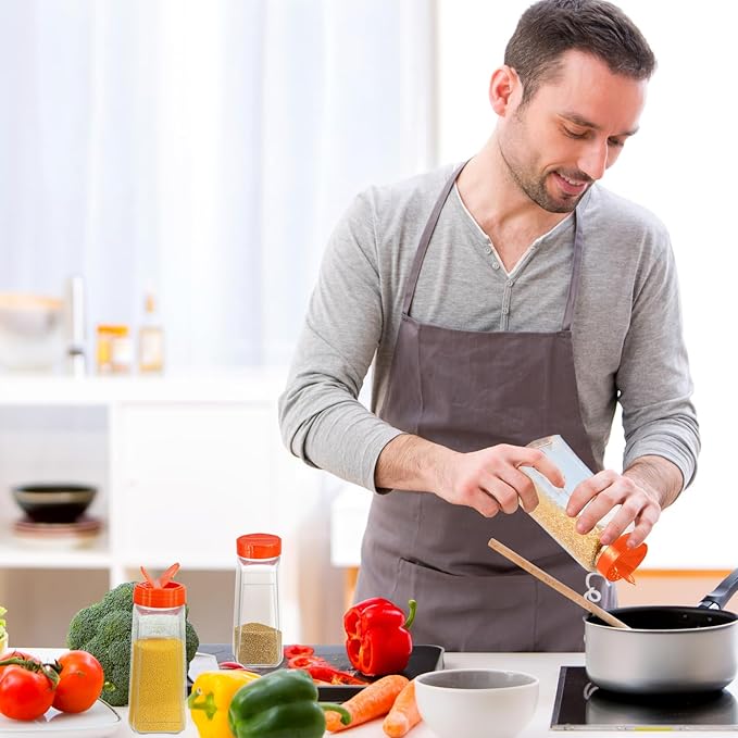 16 Pcs 32 oz Plastic Spice Jars with Black Shaker Cap Large Bottle Empty Powder Storage Containers Reusable Seasoning Shaker for Kitchen Cabinet Salt Herbs Storing