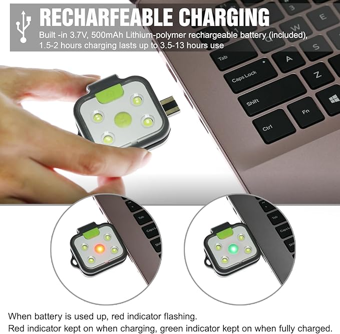 Running Light, 2Pack Reflective Safety-Light for Runners, Rechargeable LED Light, Clip On Running Lights with Runners and Joggers for Camping, Hiking, Running, Outdoor Adventure (Black)