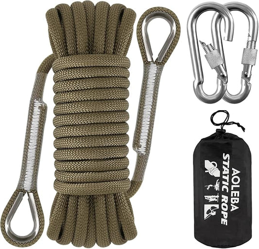 AOLEBA 10.5 mm Static Climbing Rope 10M(32ft) 20M(64ft) 30M(96ft) 50M(160ft) 70M(230ft) Outdoor Rock Climbing Rope, Escape Rope Ice Climbing Equipment Fire Rescue Parachute Rope