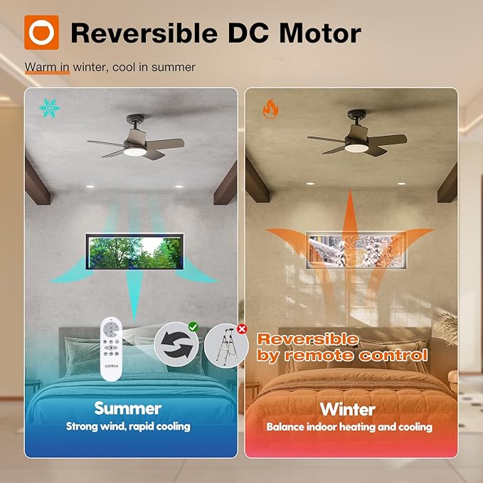 addlon Ceiling Fans with Lights, 32 inch Black Ceiling Fan with Light and Remote Control, Reversible, 3CCT, Dimmable, Noiseless, Small Ceiling Fan for Bedroom, Farmhouse, Indoor/Outdoor Use
